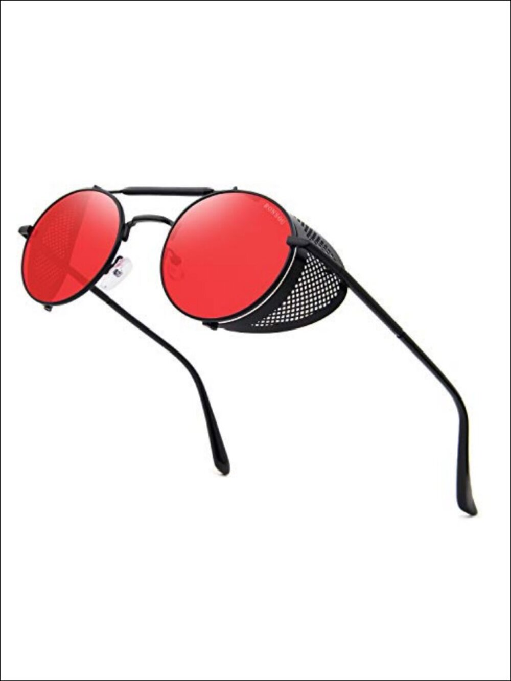 Steampunk Round Metal Sunglasses UV400 Side Shields Retro Unisex